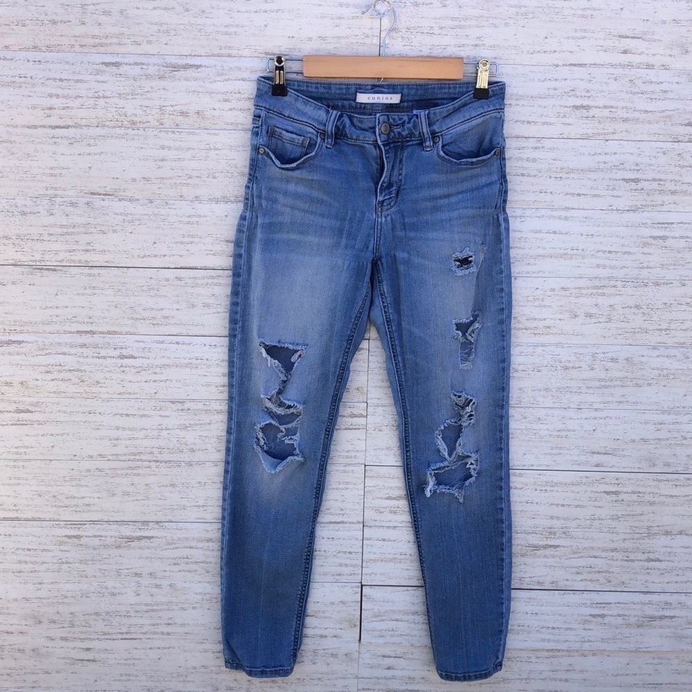 EUNINA LOW RISE DISTRESSED SKINNY ANKLE JEANS | SIZE 7